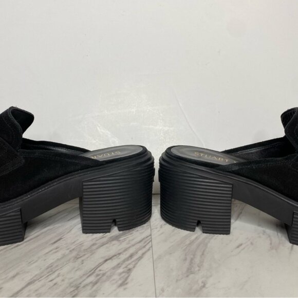 Stuart Weitzman Soho Black Suede Platform Heeled Mule 7B - Picture 8 of 14